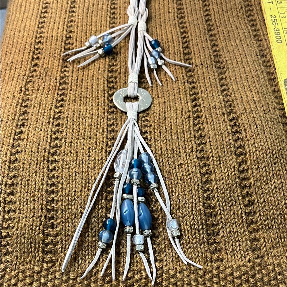 Chico’s Elegant Beige and Blue Beaded Necklace